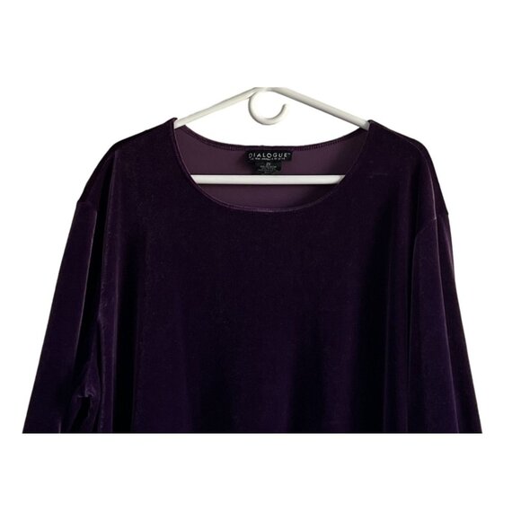Dialogue Womens 2X Purple Velvet Top Made In USA Plus Size - Picture 2 of 5